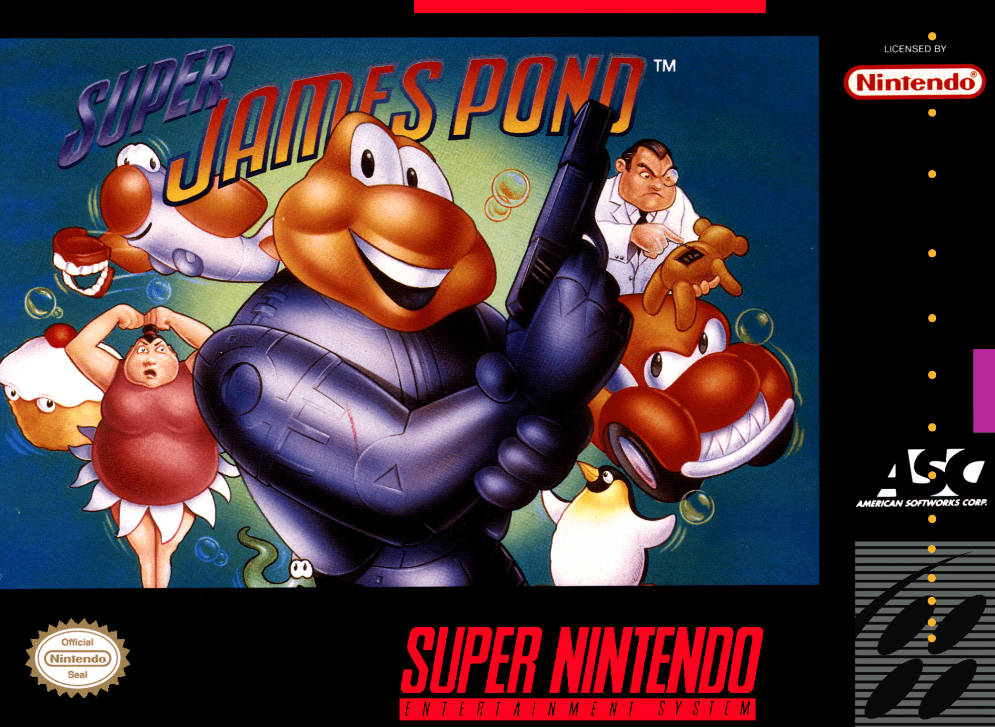 Super James Pond box art for Super Nintendo